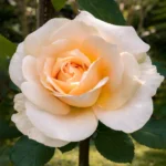 Trandafir pomișor Versilia înflorit, flori galben-crem cu nuanțe delicate de piersică