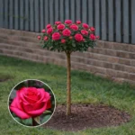 Trandafir pomișor Ravel cu flori roz intens, rădăcină ambalată, 120–140 cm