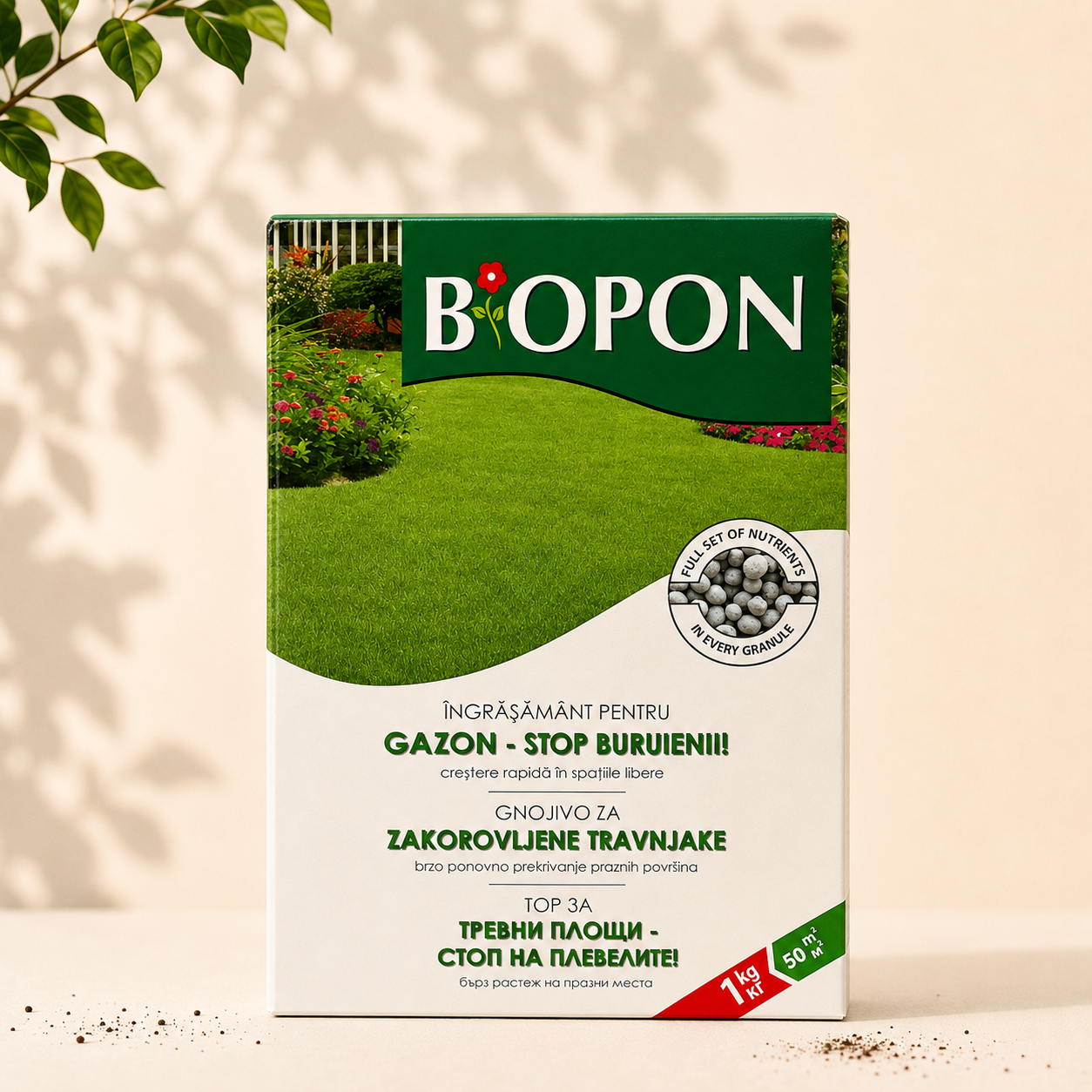 ingrasamant-biopon-pentru-gazon-stop-buruieni Îngrășământ Biopon pentru gazon – Stop buruieni - 1 kg - imagine 1